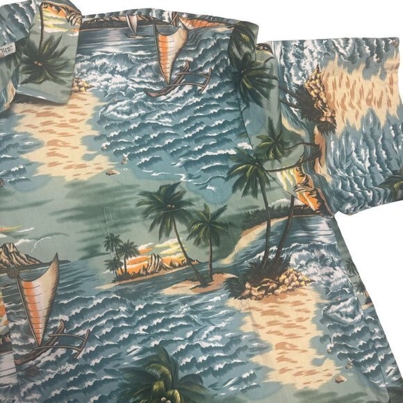 Aloha Republic Size 4XL‎ 100% Cotton Short Sleeve Button Up Hawaiian Shirt USA - Picture 3 of 8